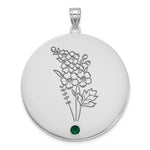 14k White Gold Circle w/1 Birth Flower and Birthstone Pendant view 1
