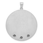 14k White Gold Circle w/3 Birth Flower and Birthstone Pendant view 2