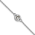 14K White Gold Brushed 1 Station Disc with Epoxy Initial Bracelet