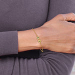 14K Yellow Gold Brushed 2 Station Disc with Epoxy Initial Bracelet view