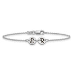 14K White Gold Brushed 2 Station Disc with Epoxy Initial Bracelet view