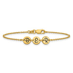 14K Yellow Gold Brushed 3 Disc with Epoxy Initial Bracelet view