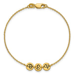 14K Yellow Gold Brushed 3 Disc with Epoxy Initial Bracelet view