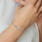 14K White Gold Brushed 3 Station Disc with Epoxy Initial Bracelet view