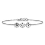 14K White Gold Brushed 3 Station Disc with Epoxy Initial Bracelet view