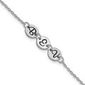 14K White Gold Brushed 3 Station Disc with Epoxy Initial Bracelet