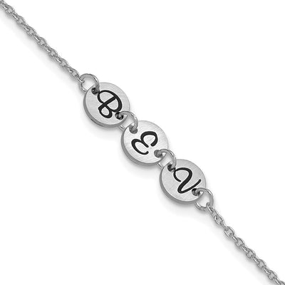 14K white gold initial bracelet
