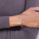 14K White Gold Brushed 4 Station Disc with Epoxy Initial Bracelet view