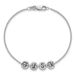 14K White Gold Brushed 4 Station Disc with Epoxy Initial Bracelet view