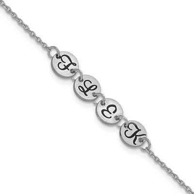 14K white gold initial bracelet
