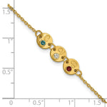 14K Yellow Gold 3 Disc with Initial and Birthstone Bracelet view