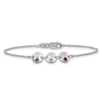 14K White Gold 3 Disc with Initial and Birthstone Bracelet view