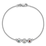 14K White Gold 3 Disc with Initial and Birthstone Bracelet view
