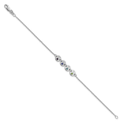 14K White Gold 4 Disc with Initial and Birthstone Bracelet