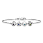 14K White Gold 4 Disc with Initial and Birthstone Bracelet view