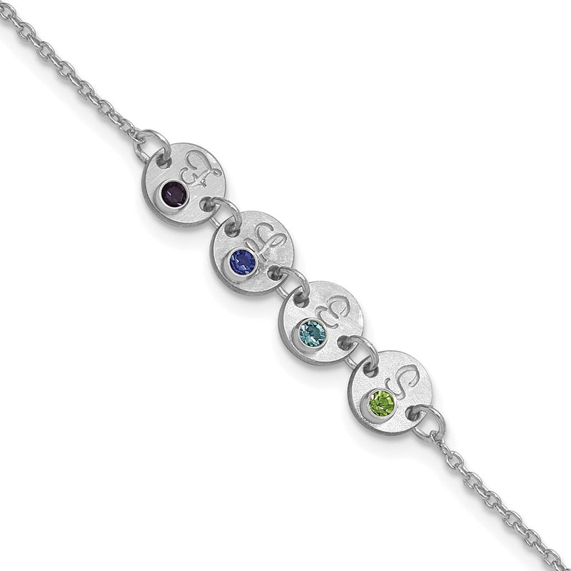14K white gold birthstone bracelet