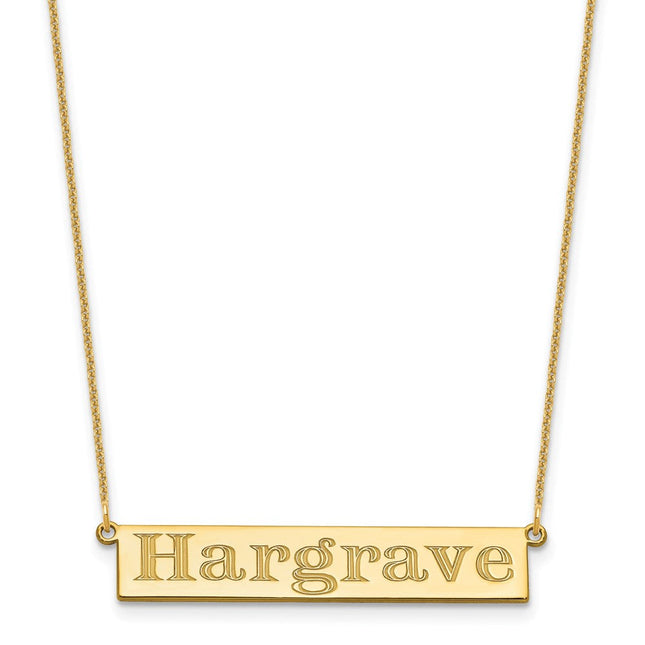 14k Yellow Gold 7-9 Letter Name Bar Necklace