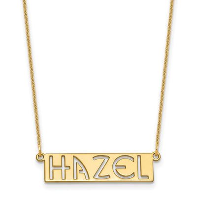 14K Yellow Gold 4-6 Letter cut-out Name Bar Necklace