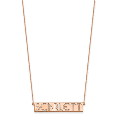 14K Rose Gold 7-9 Letter cut-out Name Bar Necklace