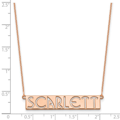 14K Rose Gold 7-9 Letter cut-out Name Bar Necklace