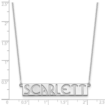 14K White Gold 7-9 Letter cut-out Name Bar Necklace