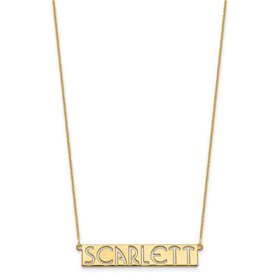 14K Yellow Gold 7-9 Letter cut-out Name Bar Necklace