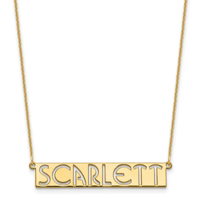 14K Yellow Gold 7-9 Letter cut-out Name Bar Necklace