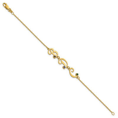 14K Yellow Gold Initial and Birthstone Bracelet