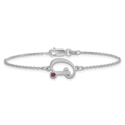 14K White Gold Initial and Birthstone Bracelet