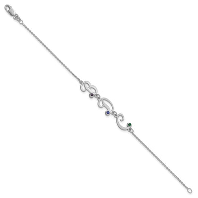 14K White Gold Initial and Birthstone Bracelet