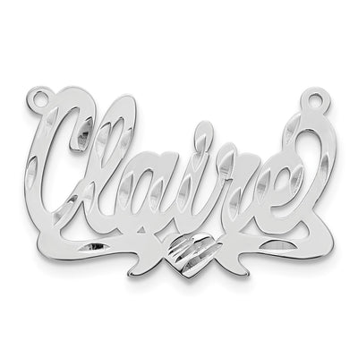 10K White Gold Diamond-cut Heart Name Plate