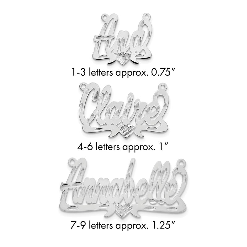 10k White Gold Diamond-cut Heart Name Plate