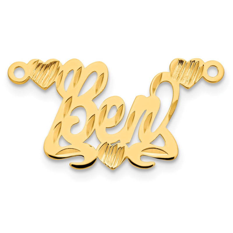 Sterling Silver/Gold-plated Diamond-cut Hearts Name Plate