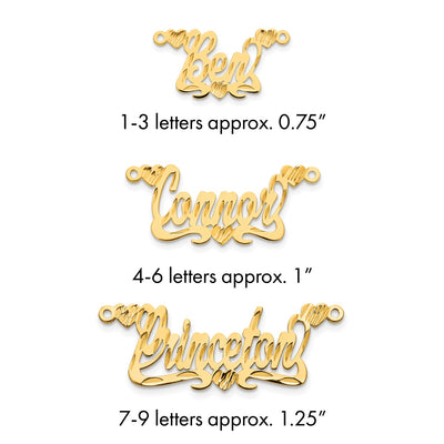 Sterling Silver/Gold-plated Diamond-cut Hearts Name Plate