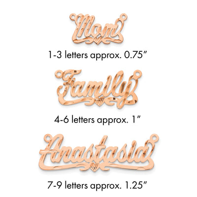 10K White Gold Diamond-cut Heart Name Plate