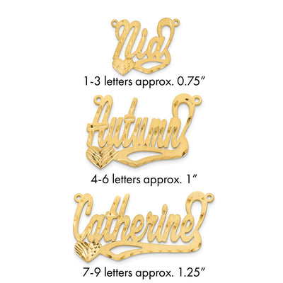 10K Yellow Gold Satin Diamond-cut Heart Name Plate