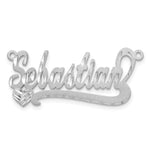 10k White Gold Satin Diamond-cut Heart Name Plate view 4