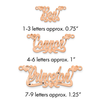 Sterling Silver/Gold-plated Satin Diamond-cut Hearts Name Plate