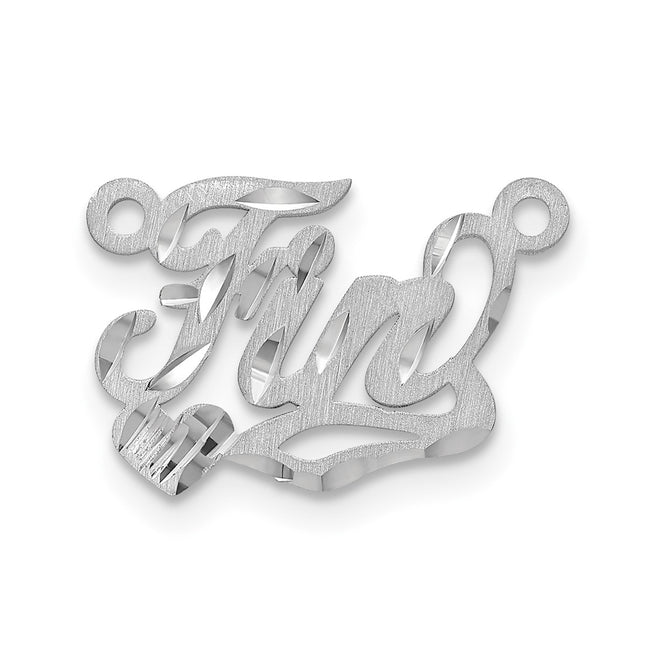 Sterling Silver/Rhod-plated Satin Diamond-cut Heart Name Plate