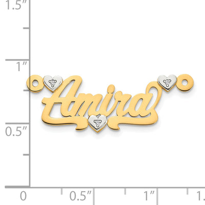 10K Two-tone 3D with Hearts Diamond Name Plate