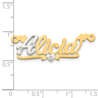 10K Two-tone 3D with Hearts Diamond Name Plate