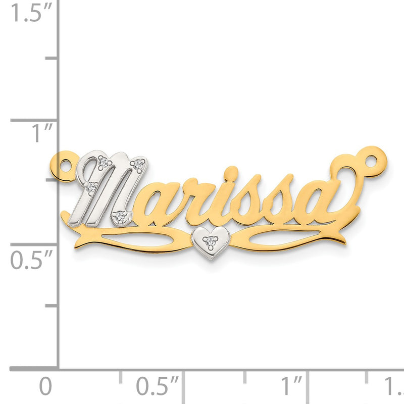14K white gold diamond name jewelry, further view