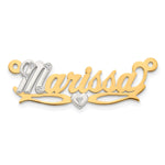 14k White Gold 3D with Heart Diamond Name Plate view 3