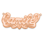 Sterling Silver/Gold-plated 3D Diamond-cut Heart Name Plate view 13
