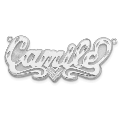 Sterling Silver/Gold-plated 3D Diamond-cut Heart Name Plate
