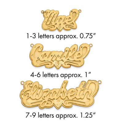 SS/Gold-plated 3D Satin Diamond-cut Heart Name Plate