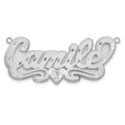 SS/Gold-plated 3D Satin Diamond-cut Heart Name Plate
