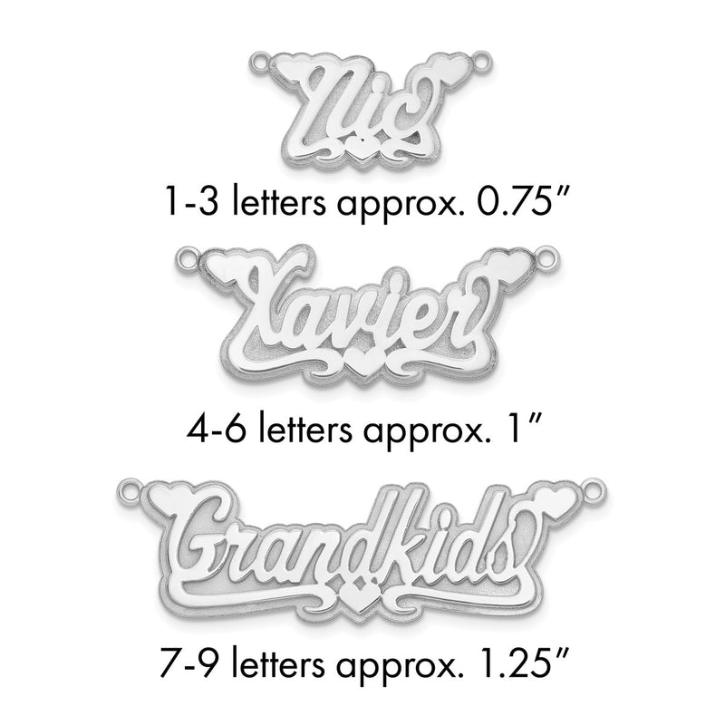 Sterling Silver/Gold-plated 3D Polished Hearts Name Plate