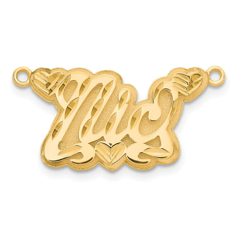Sterling Silver/Gold-plated 3D Diamond-cut Hearts Name Plate