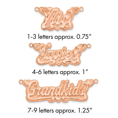 Sterling Silver/Gold-plated 3D Diamond-cut Hearts Name Plate